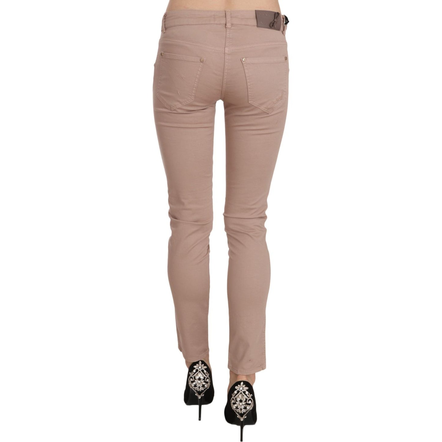 CRISTINAEFFE Brown Low Waist Slim Fit Skinny Cotton Pants PAN70184-42