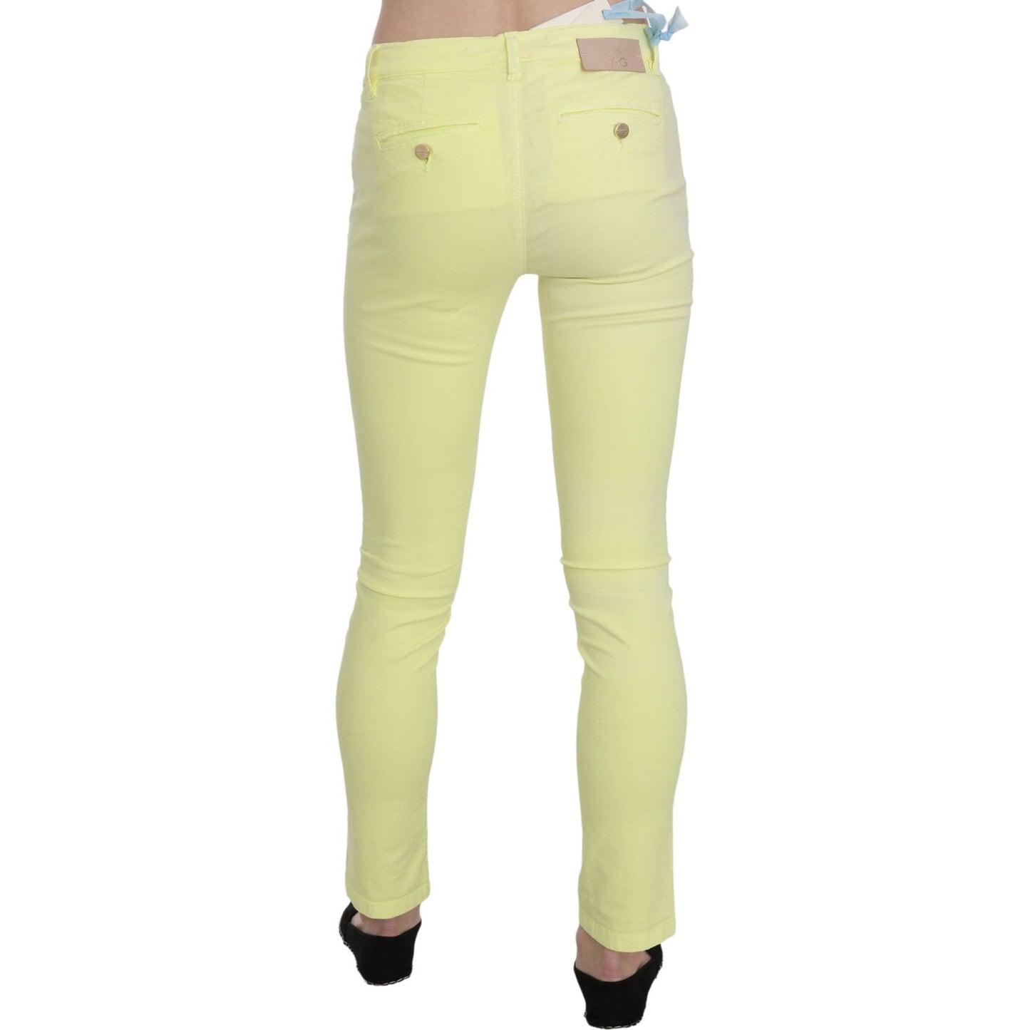 PINKO Yellow Cotton Stretch Low Waist Skinny Casual Trouser Pants PAN70191-26