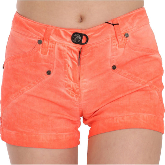 PLEIN SUD Orange Mid Waist Cotton Denim Mini Shorts