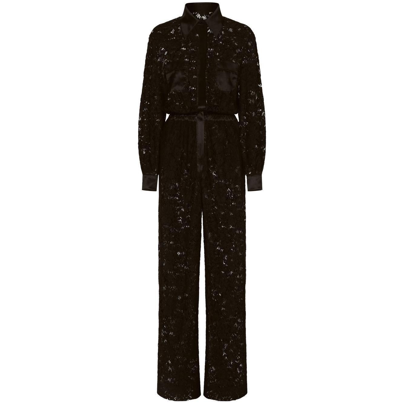 Dolce & Gabbana lace-trim long-sleeve jumpsuit F6H1JTFLM9VN0000