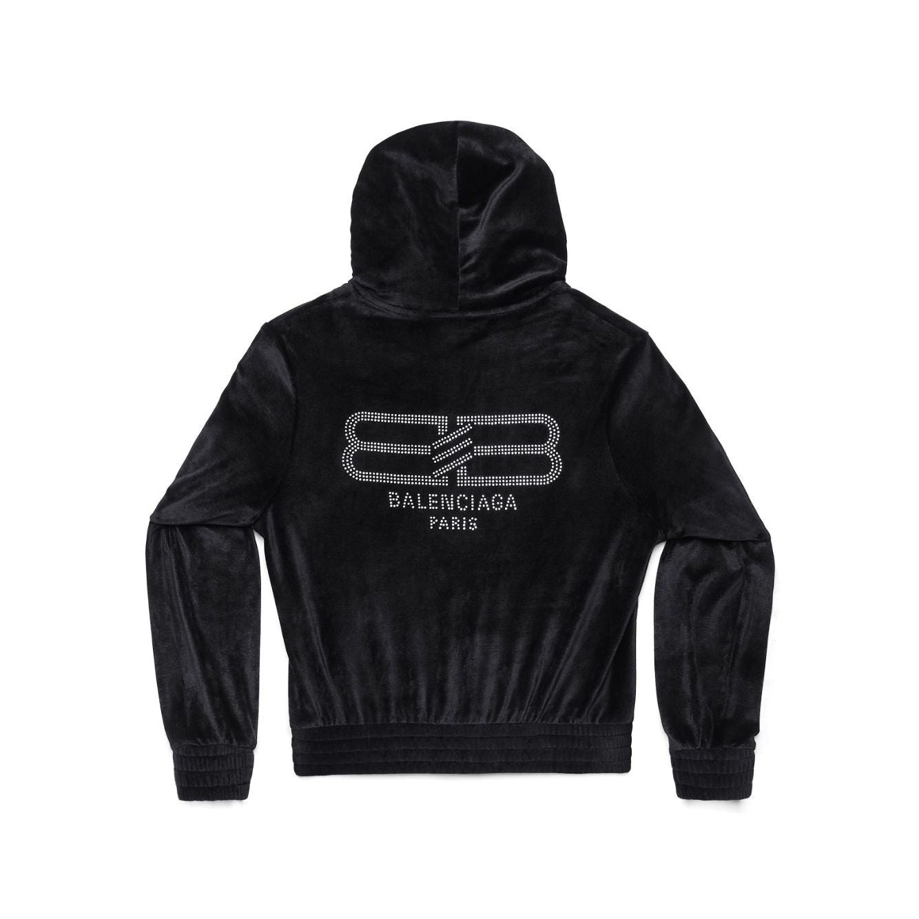 Balenciaga Crystal embellished velvet zip-up hoodie Topwear