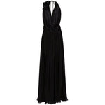 Dolce & Gabbana Long silk chiffon dress with floral appliqué F6DJSTFU1ATN0000