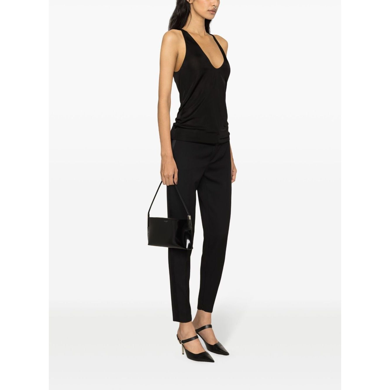 Saint Laurent plunging satin tank top 770861Y7F981000