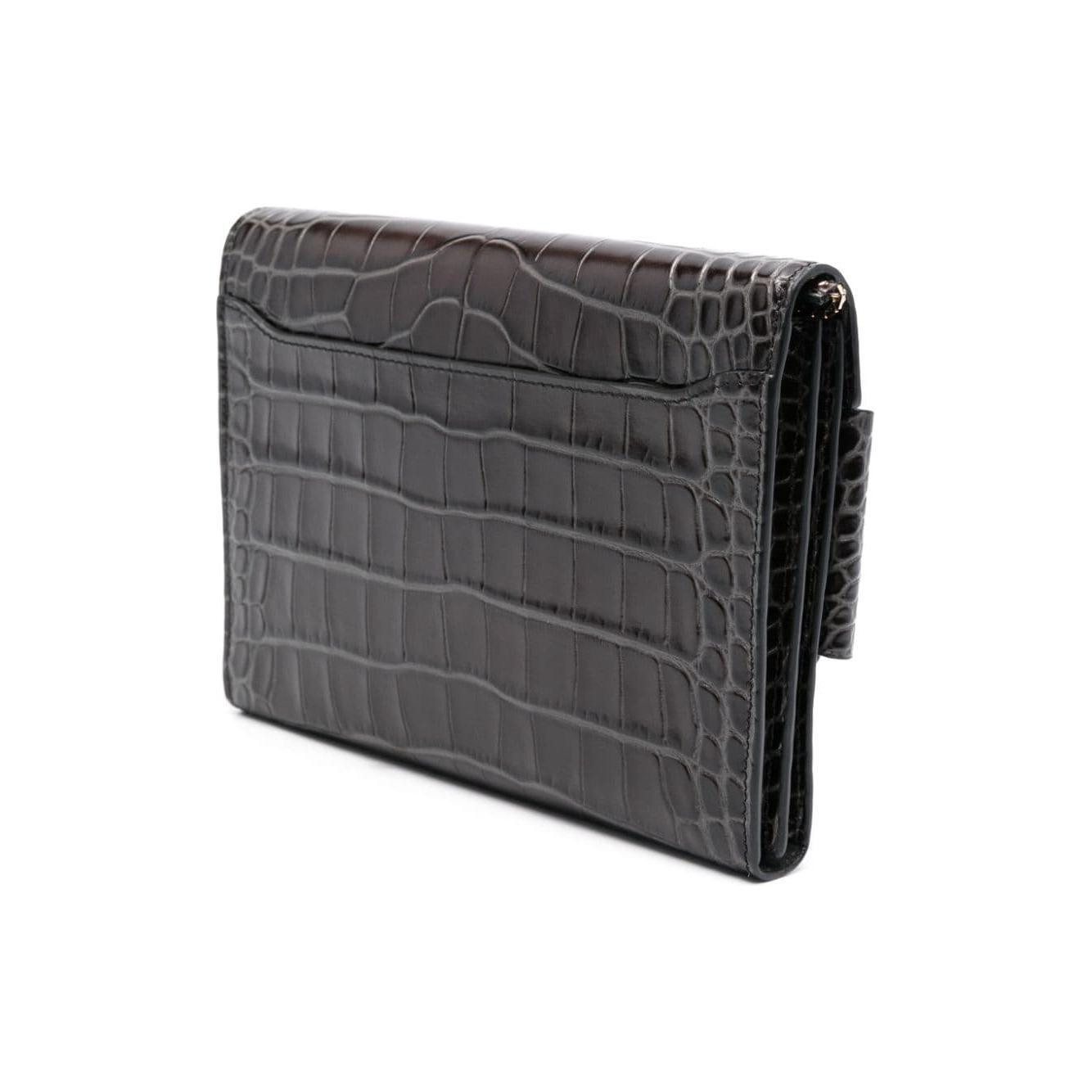 Boyy Buckle travel case croco embossed leather clutch bag BUCKLETRAVELCASECROCEMBOSSEDCS/CSDBLACK