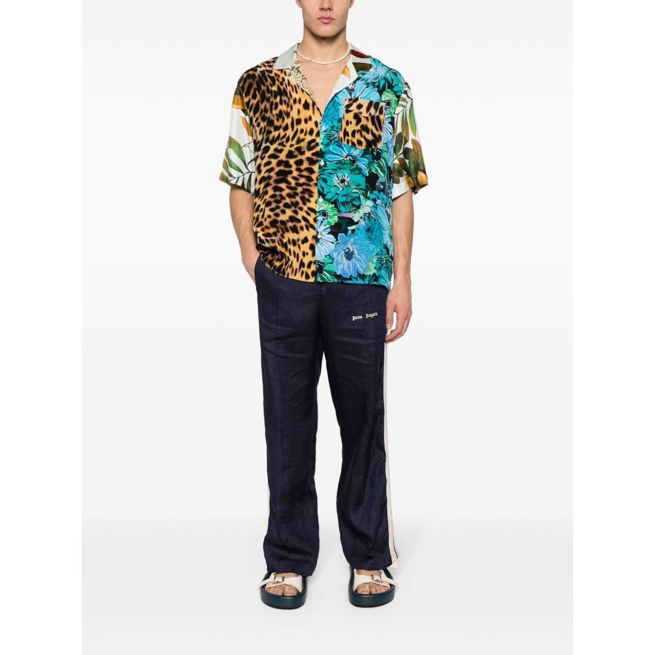 Palm Angels Trousers Blue PMCJ021S24FAB0034603