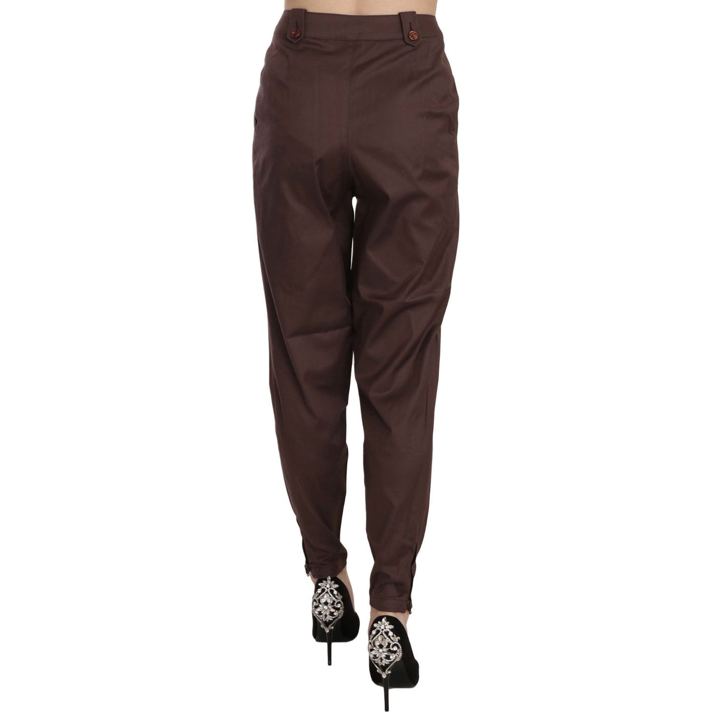 Just Cavalli Brown High Waist Tapered Formal Trousers Pants PAN70332-40