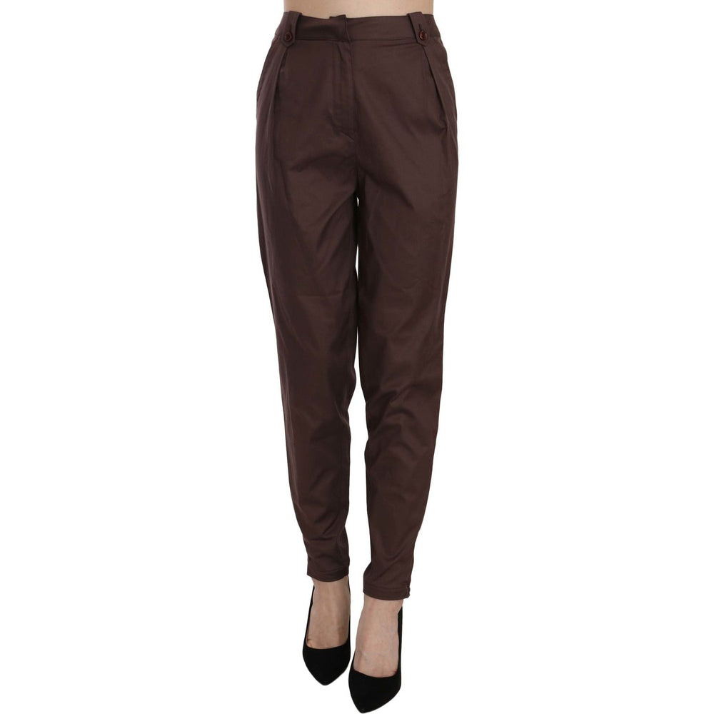 Just Cavalli Brown High Waist Tapered Formal Trousers Pants PAN70332-40