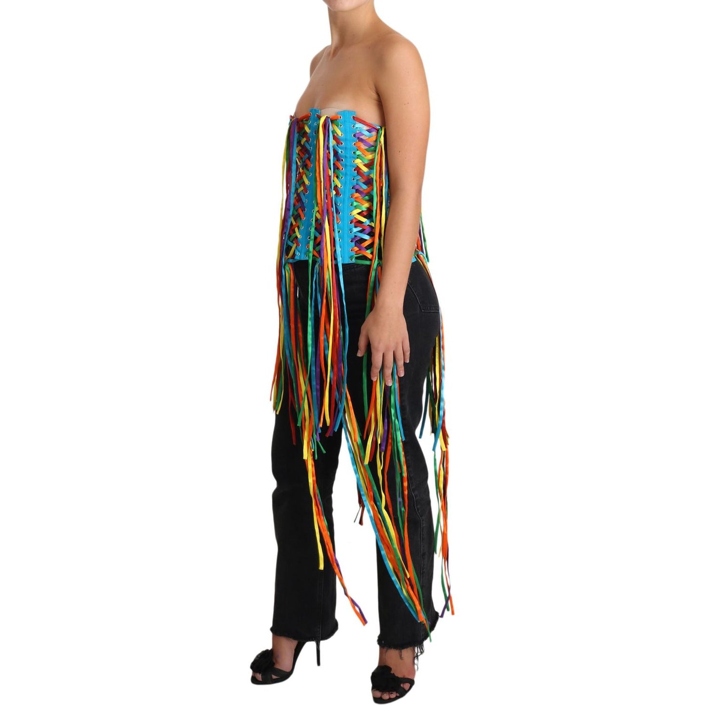 Dolce & Gabbana Multicolor Strings Bustier Polyester Corset Top TSH3405-36