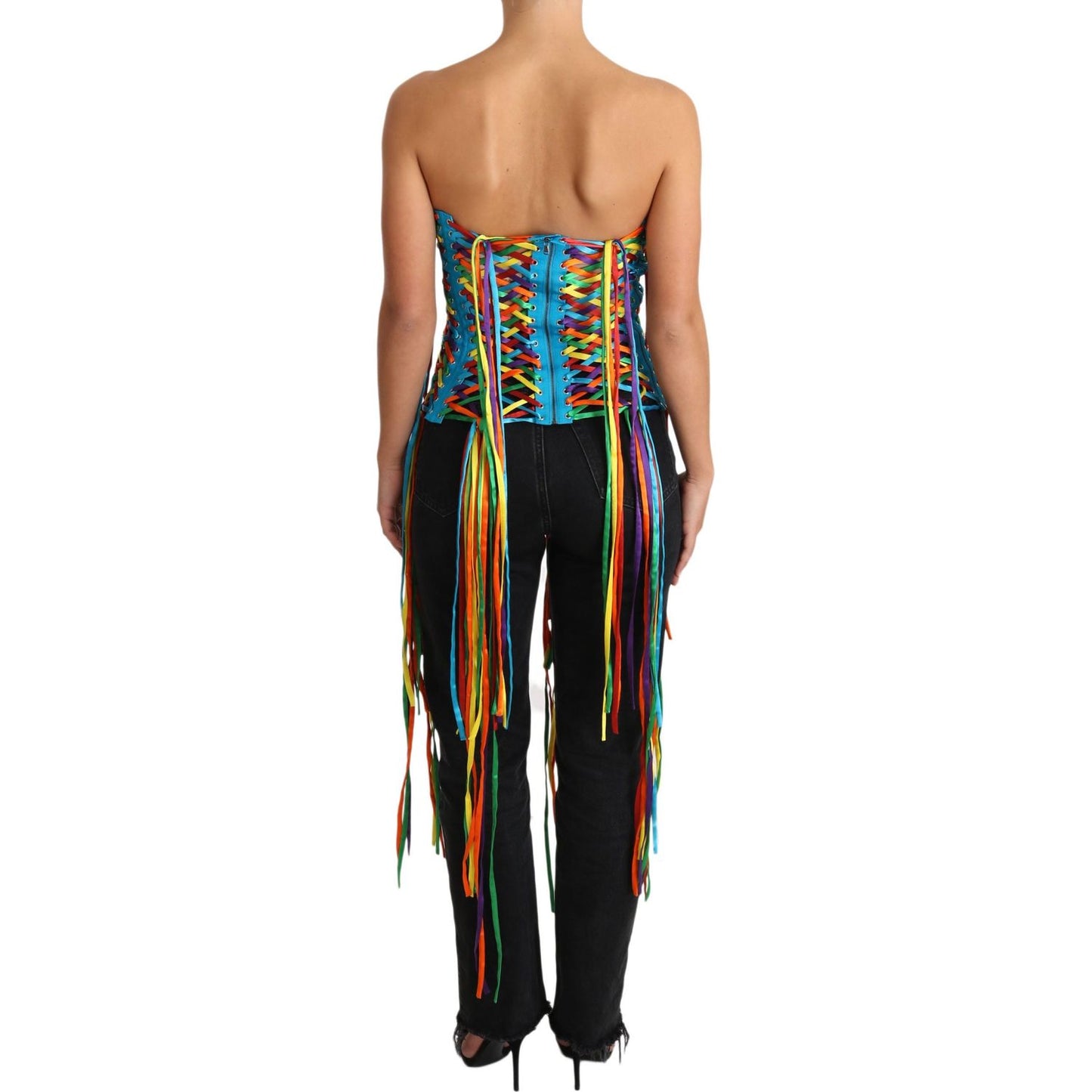 Dolce & Gabbana Multicolor Strings Bustier Polyester Corset Top TSH3405-36