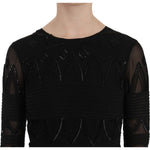 John Richmond Black Silk Sequined Mini Shift Gown DR1671-40