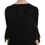 John Richmond Black Sequined Silk Mini Shift Gown DR1672-44