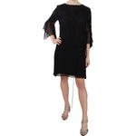 John Richmond Black Sequined Silk Mini Shift Gown DR1672-44