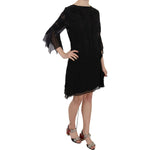 John Richmond Black Sequined Silk Mini Shift Gown DR1672-44