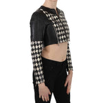 John Richmond Black White Leather Short Cropped Biker Jacket Coat TSH3270-38