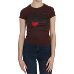 Exte Brown Hearts Short Sleeve Casual T-shirt Top TSH3909-38
