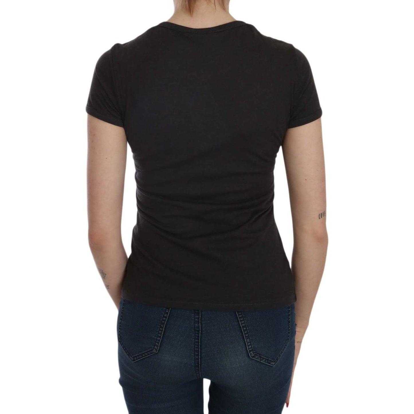 Exte Black Hearts Print Short Sleeve Casual Shirt Top TSH3910-42