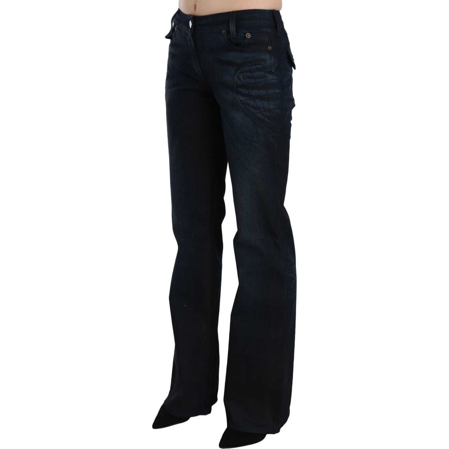 Just Cavalli Blue Washed Mid Waist Straight Denim Pants PAN70375-26