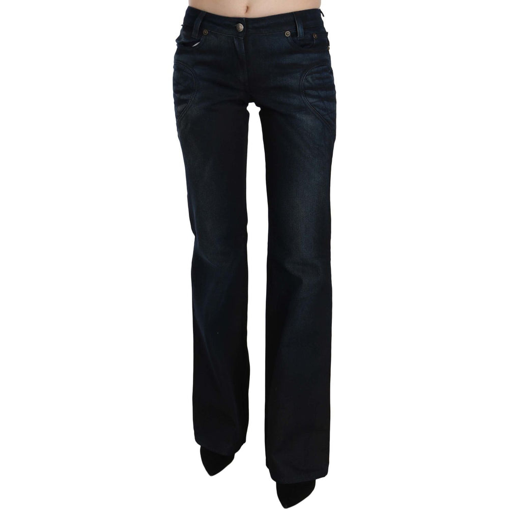 Just Cavalli Blue Washed Mid Waist Straight Denim Pants PAN70375-26