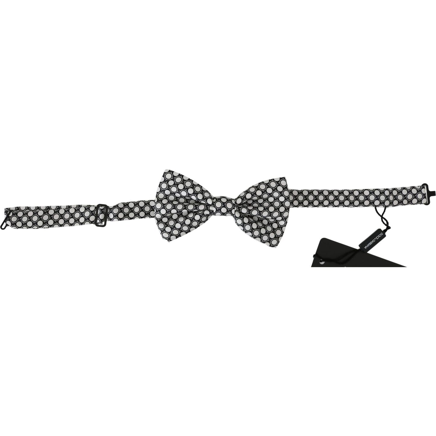 Dolce & Gabbana Men Black White Circles Adjustable Neck Papillon Bow Tie FT2029