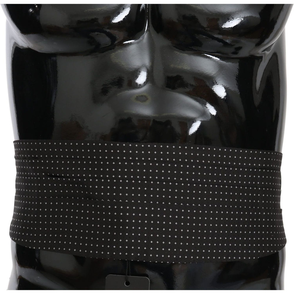 Dolce & Gabbana Black Dotted Waist Belt Silk Cummerbund BEL60459-50