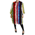 Dolce & Gabbana Multicolor Turkey Feather Cape Fur Coat JKT2511-42