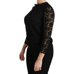 Dolce & Gabbana Black Lace Long Sleeve Nylon Blouse TSH4262-44