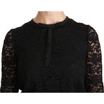 Dolce & Gabbana Black Lace Long Sleeve Nylon Blouse TSH4262-44
