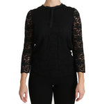 Dolce & Gabbana Black Lace Long Sleeve Nylon Blouse TSH4262-44