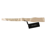 Dolce & Gabbana Beige Slim Skinny Men Necktie 100% Silk Bowtie FT1017