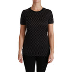 Dolce & Gabbana Black Dotted Crewneck Cotton Top T-shirt TSH4434-36