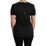 Dolce & Gabbana Black Dotted Crewneck Cotton Top T-shirt TSH4434-36