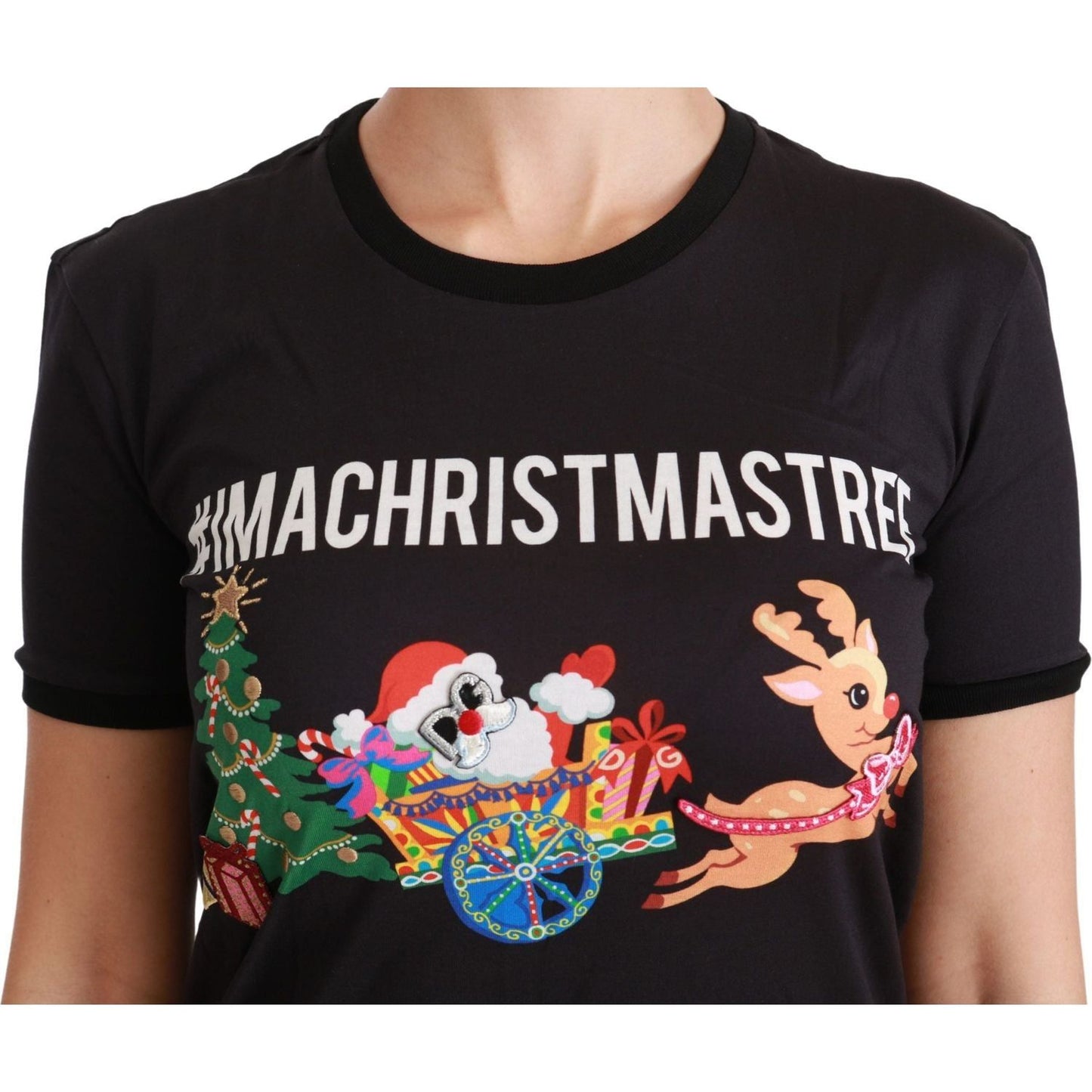 Dolce & Gabbana Black #ImAChristmasTree Crewneck Top T-shirt TSH4444-36