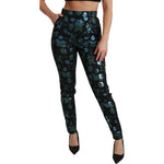 Dolce & Gabbana Blue Green Floral Metallic Slim Pants PAN70829-40