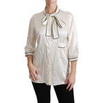 Dolce & Gabbana Beige 3/4 Sleeve Shirt Blouse Silk Top TSH4488-46