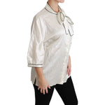Dolce & Gabbana Beige 3/4 Sleeve Shirt Blouse Silk Top TSH4488-46