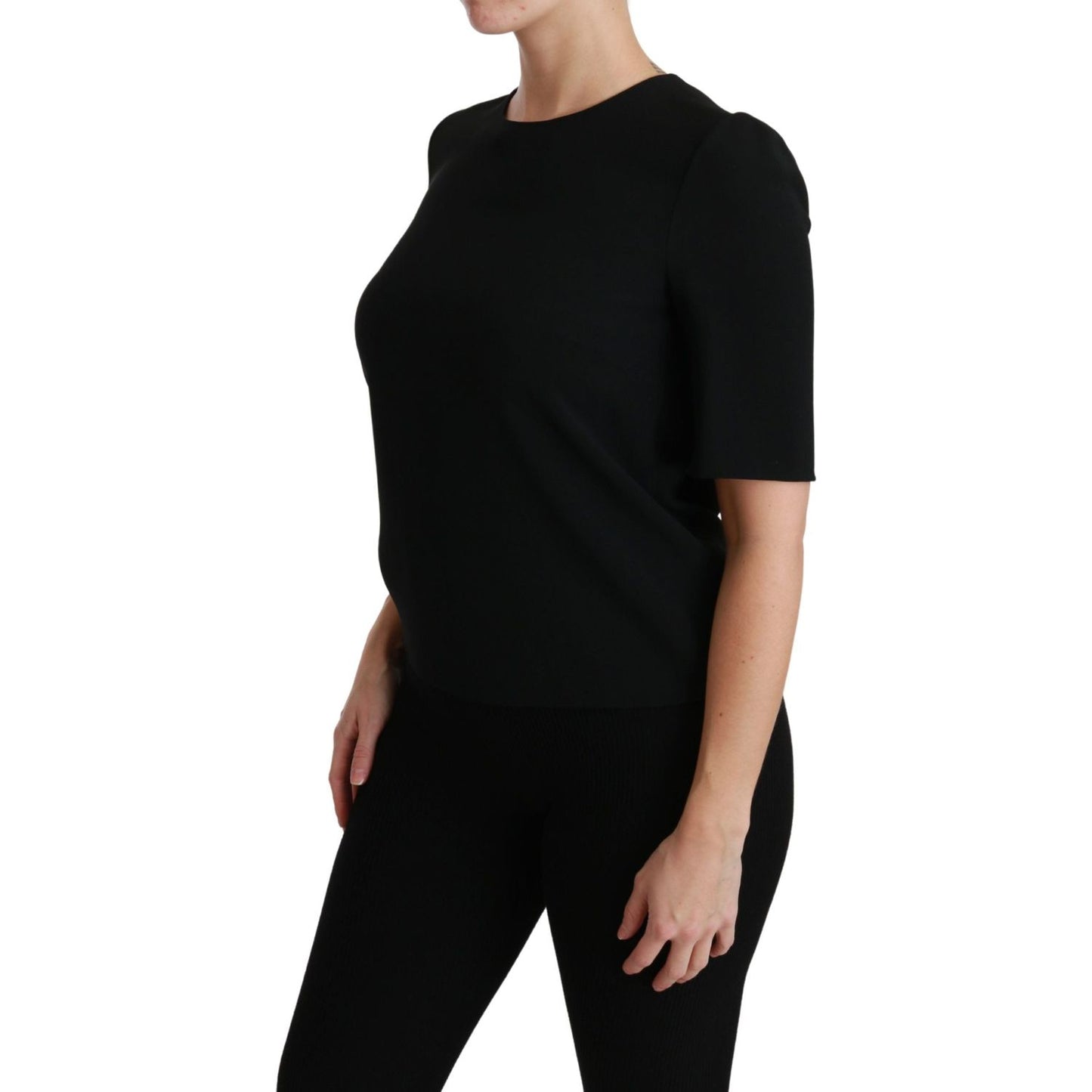 Dolce & Gabbana Black Short Sleeve Casual Top Stretch Blouse TSH4490-40