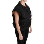 Dolce & Gabbana Black Queen Crown Sequined Bomber Jacket JKT2518-36