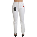 Dolce & Gabbana White Heart Flared Stretch Cotton Pants PAN70897-38