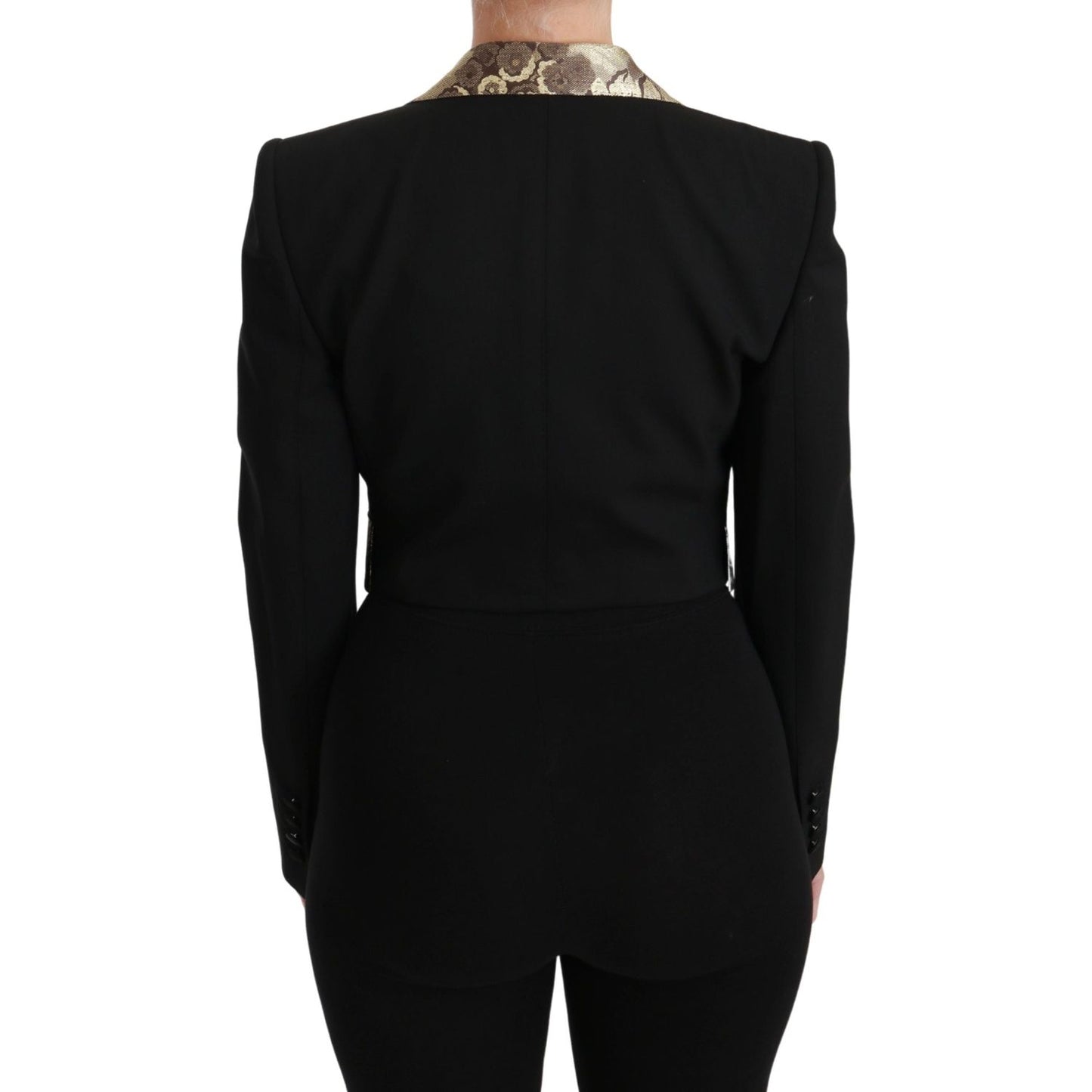 Dolce & Gabbana Black Jacquard Vest Blazer Coat Wool Jacket JKT2561-50