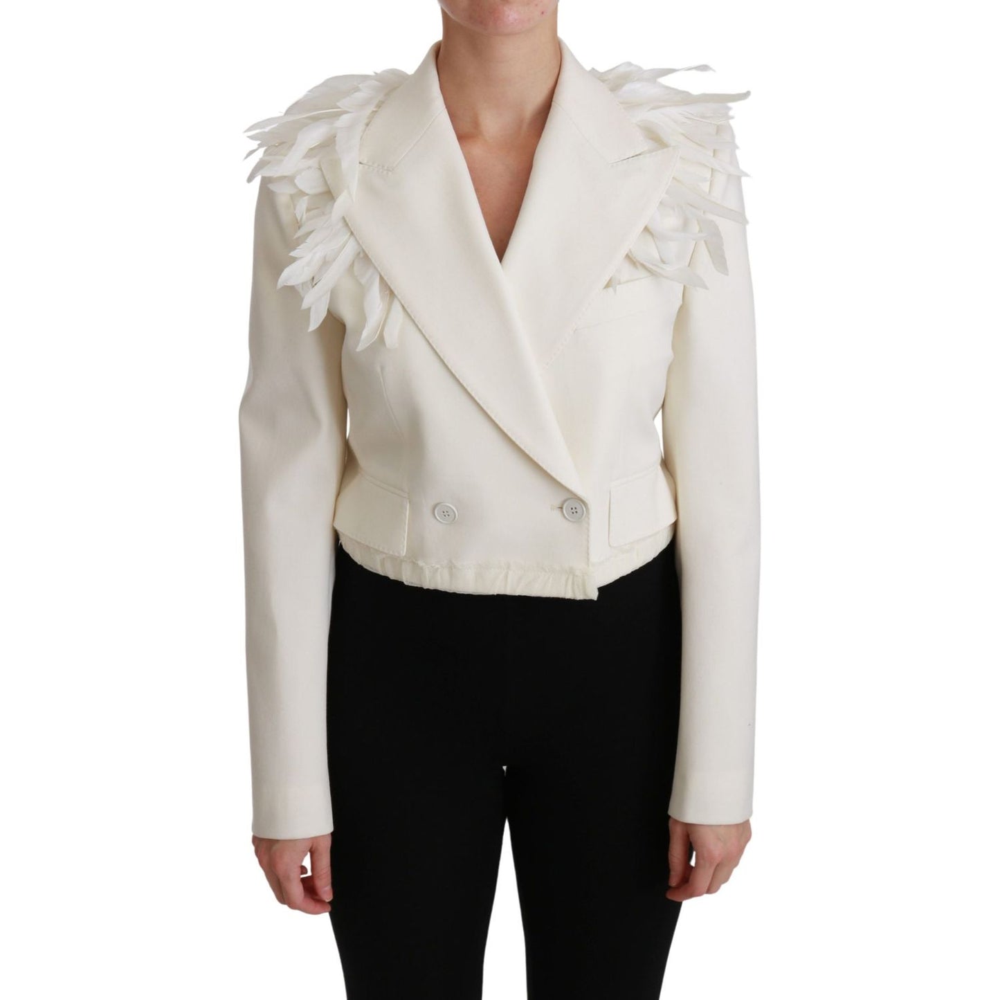 Dolce & Gabbana White Double Breasted Coat Wool Jacket JKT2580-40