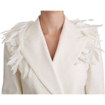 Dolce & Gabbana White Double Breasted Coat Wool Jacket JKT2580-40