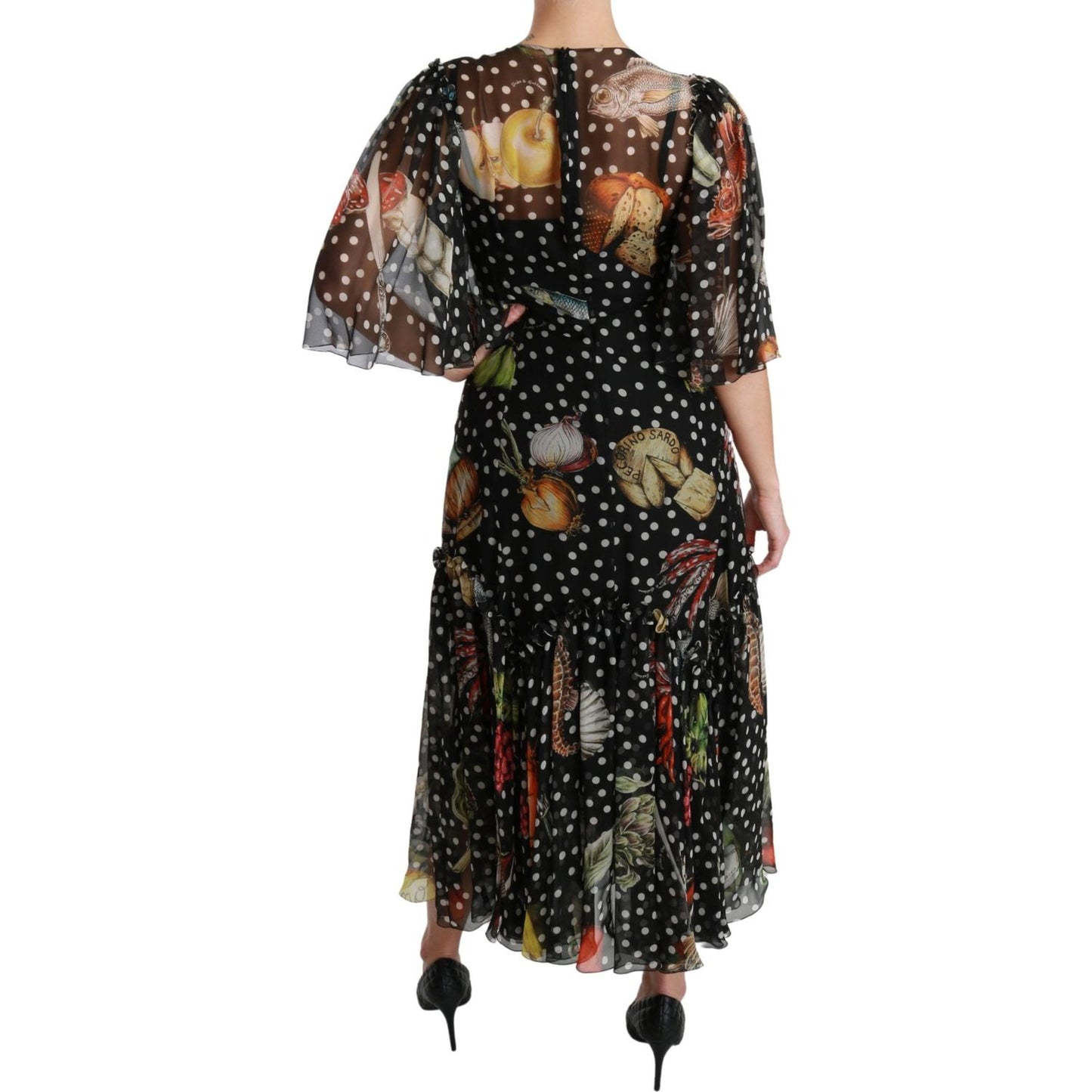 Dolce & Gabbana Black Sea Fish Sicily A-line Shift Dress DR2540-42