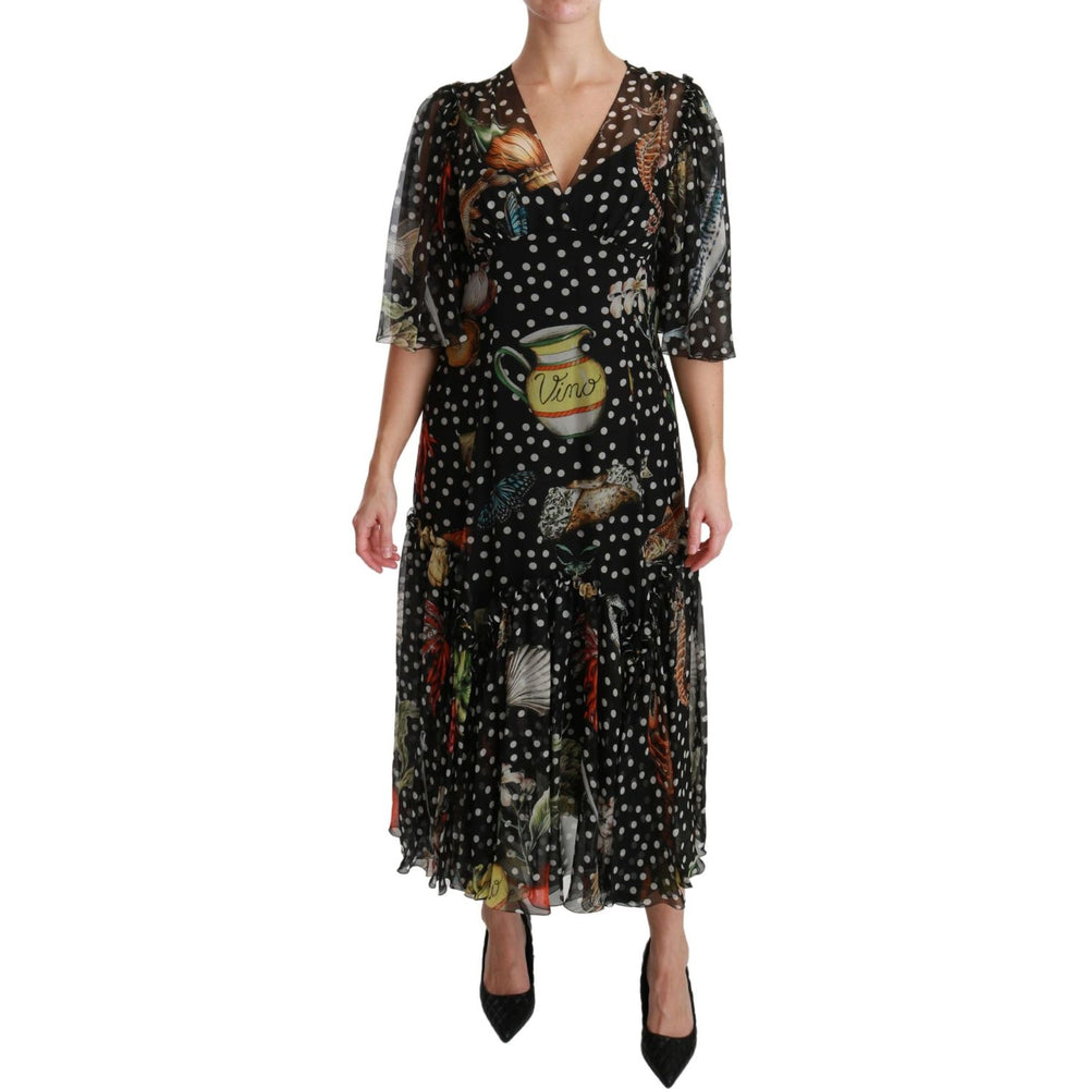 Dolce & Gabbana Black Sea Fish Sicily A-line Shift Dress DR2540-42