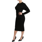 Dolce & Gabbana Black Bodycon Sheath Midi Stretch Dress DR2543-40