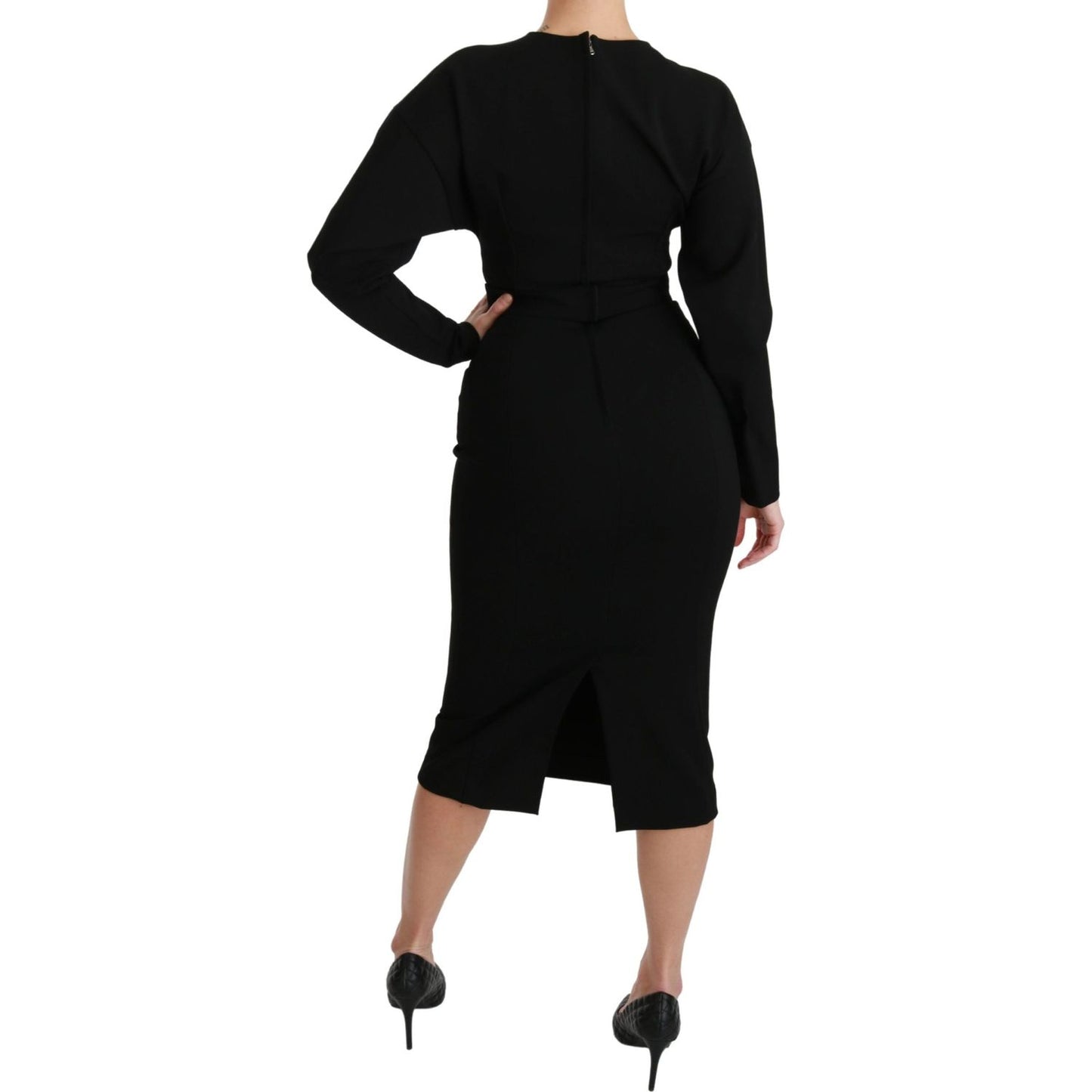 Dolce & Gabbana Black Bodycon Sheath Midi Stretch Dress DR2543-40