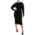 Dolce & Gabbana Black Bodycon Sheath Midi Stretch Dress DR2543-40