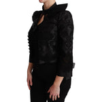 Dolce & Gabbana Black Floral Jacquard Blazer Silk Jacket JKT2624-38