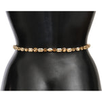 Dolce & Gabbana White Leather Crystals Waist Belt BEL60640-95