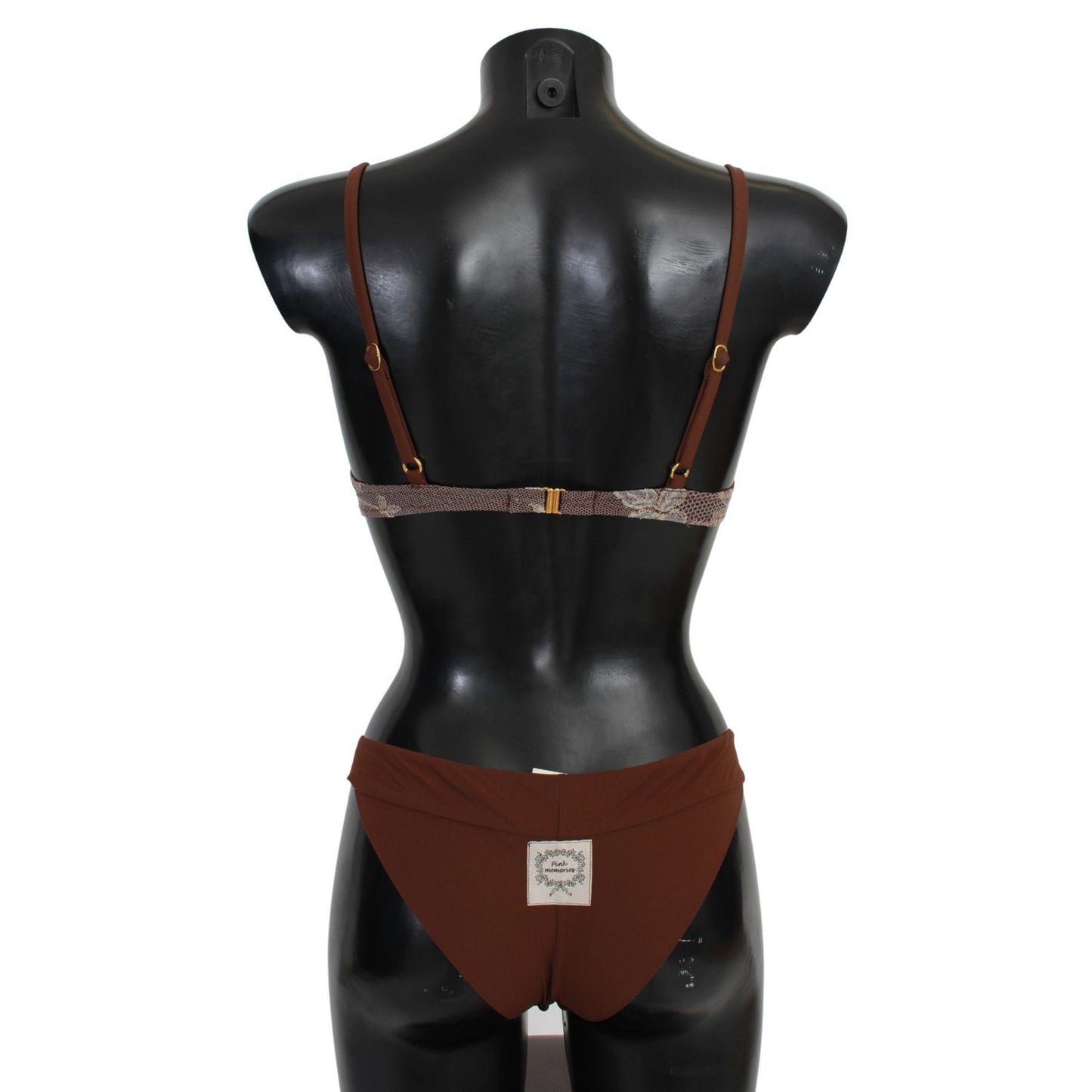 优雅棕色蕾丝两件套泳衣