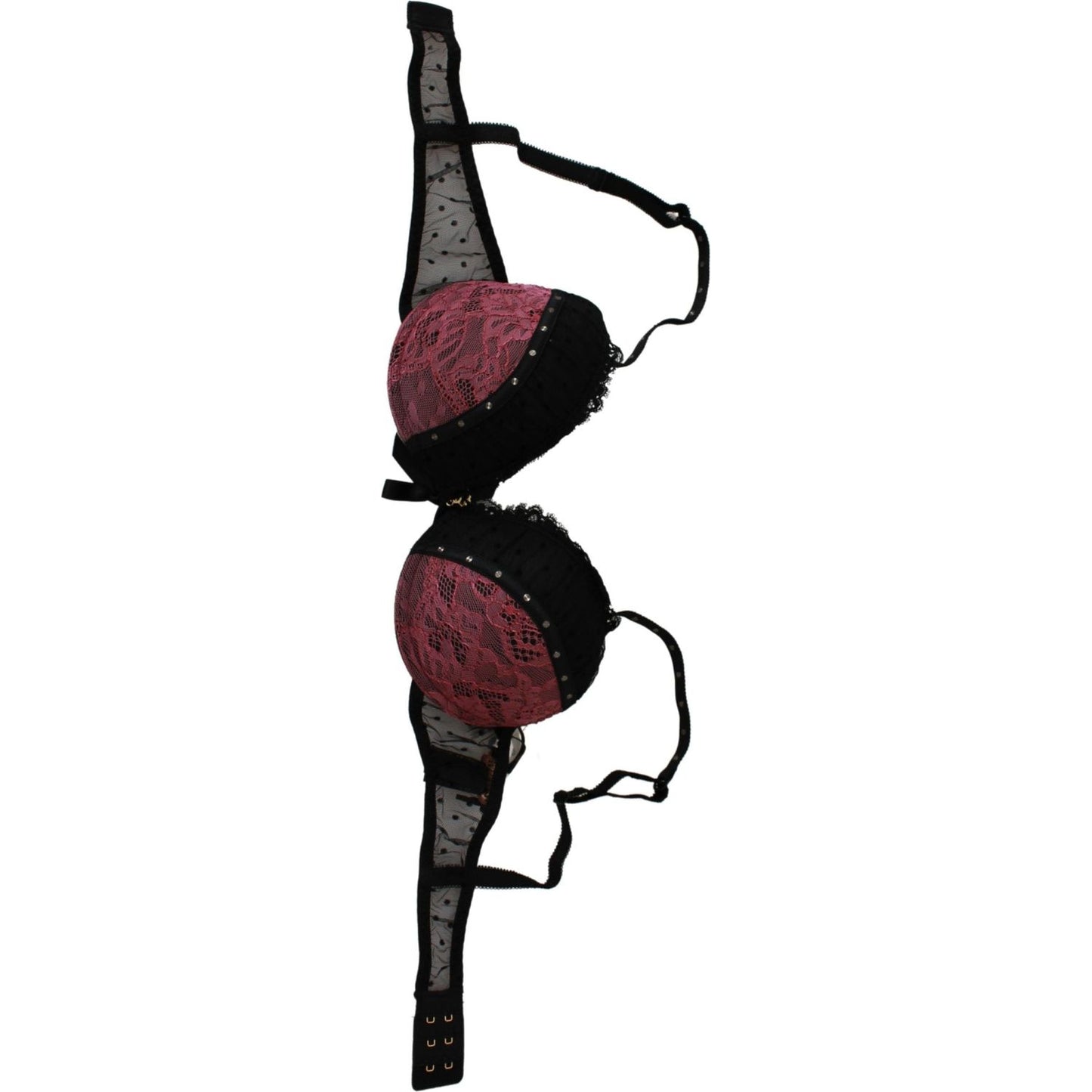 Roberto Cavalli Black Pink Lace Push Up Bra Underwear BIK735-IT1
